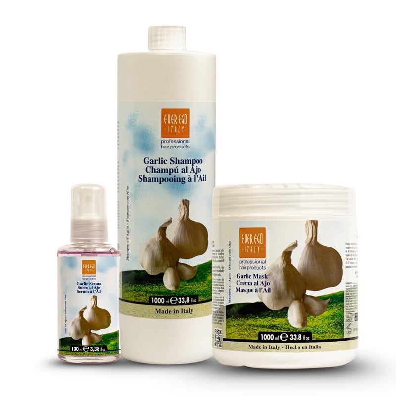 Ever Ego Italy Impac Ego Garlic (Shampoo + Mask 33.8oz + Serum 3.38oz) - Image 1